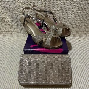 Strappy Wedge Evening Formal Sandal Champagne size 7 Wide